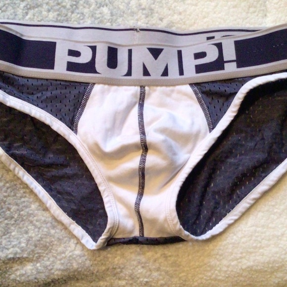 Pump, blue and white mesh brief , no tag but fits like medium which is what I am - Picture 3 of 4